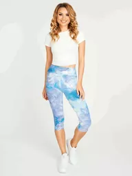 Legginsy damskie getry 3 4 Tie Dye niebieskie Legginsy damskie getry 3 4 Tie Dye niebieskie
