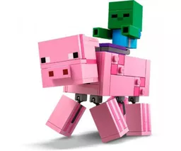 Zombie Minecraft jedzie na dużej, różowej śwince Zombie Minecraft jedzie na dużej, różowej śwince