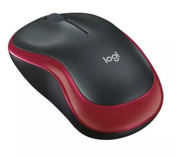 mysz logitech m185 czarno czerwona front