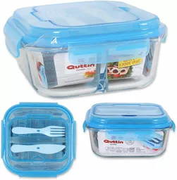 Lunch box z przegródką na sztućce firmy Quittin
