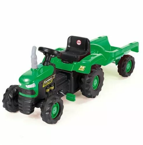 dolu traktor dzieciecy na pedaly z przyczepka zielony