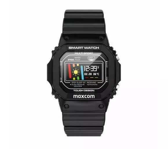 smartwatch maxcom fw22 classic z czarnym paskiem ekran