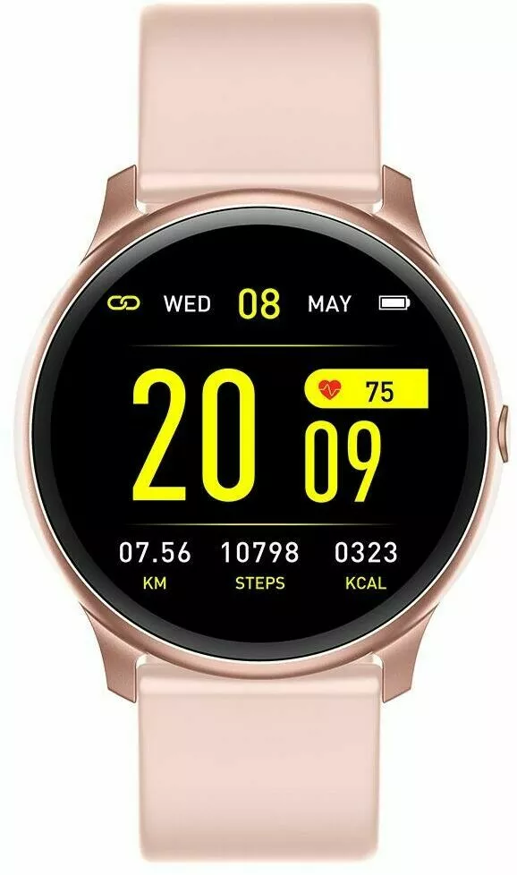 smartwatch maxcom fw32 neon z rozowym paskiem ekran