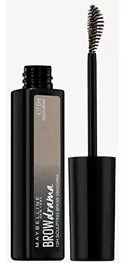 maybelline new york brow drama maskara tusz do brwi modelujaca maskara do brwi w zelu kulista szczoteczka medium brown