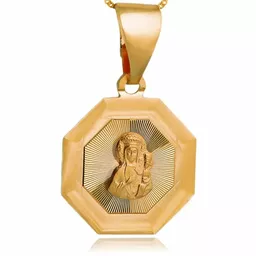 Srebrny medalik komunijny pozłacany z Matką Boską