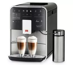 Ekspres do kawy Melitta Barista TS Smart F86 0 100 szary prawy bok widok na zaparzanie kawy w dwóch dużych szklankach