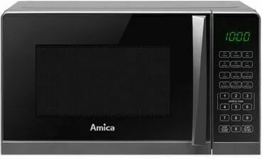 kuchenka mikrofalowa amica amgf20e1s czarna z panelem z przyciskami ze srebrna raczka