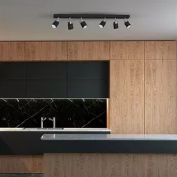 Lampa sufitowa Milagro czarna prezentacja zastosowania w ciemnej aranżacji kuchni