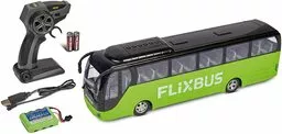 Zdalnie sterowany autobus rejsowy w barwach Flixbus, z pilotem i bateriami