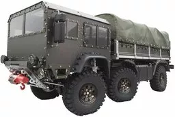 Profesjonalny model ciężarówki wojskowej trzyosiowej wykonanej z metalu, ze zdejmowalną plandeką