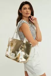 Monnari shopper złoty prezentacja noszenia Monnari shopper złoty prezentacja noszenia