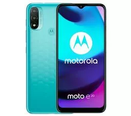Motorola Moto E20 2 niebieski front i tył