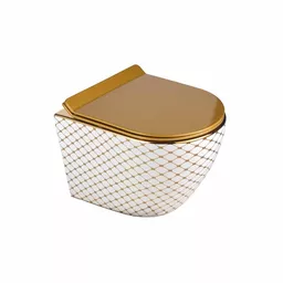 Miska WC podwieszana ze złotym ornamentem Miska WC podwieszana ze złotym ornamentem