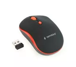 Myszka komputerowa bezprzewodowa Gembird MUSW 4B 03 R czarno czerwona lewy bok