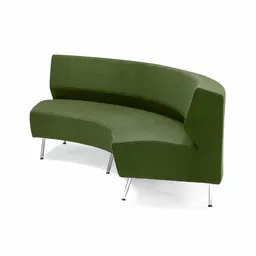 Sofa narożna Alex wygięta do wewnątrz zielona na metalowych nóżkach Sofa narożna Alex wygięta do wewnątrz zielona na metalowych nóżkach