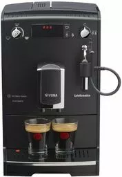 ekspres nivona caferomatica 520 czarny przod widok na zaparzanie kawy w dwoch malych szklankach