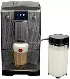 Ekspres do kawy Nivona CafeRomatica 789 szary przód z pojemnikiem na mleko