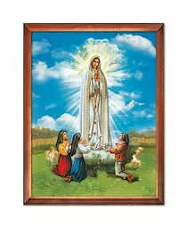 Obraz Matki Boskiej Fatimskiej w drewnianej ramie