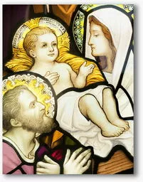 Obraz Świętej Rodziny na plexi w formie witrażu