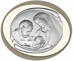 Srebrny obraz Świętej Rodziny w ramce o wymiarze 52,4 x 43,6 cm