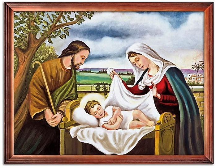 Obraz Świętej Rodziny na papierze zabezpieczonym laminatem