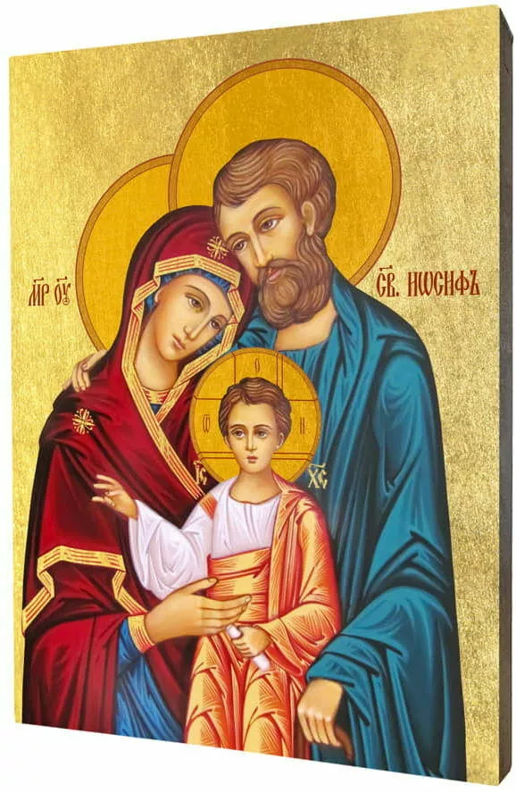 ikona swietej rodziny wykonana na desce lipowej