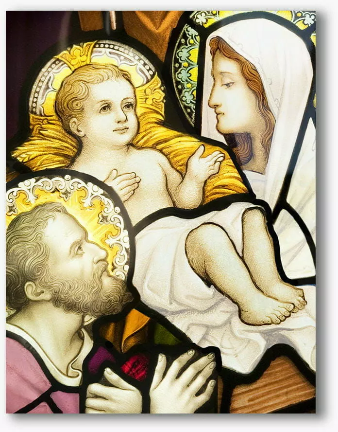 obraz swietej rodziny na plexi w formie witrazu