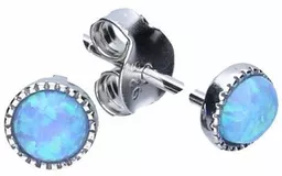 Srebrne kolczyki 925 okrągłe niebieski opal Srebrne kolczyki 925 okrągłe niebieski opal
