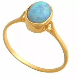 Złoty pierścionek z opalem niebieskim