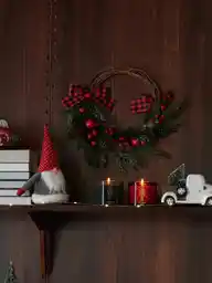 Wieniec świąteczny Sinsay czerwony z kokardami w kratkę Wieniec świąteczny Sinsay czerwony z kokardami w kratkę