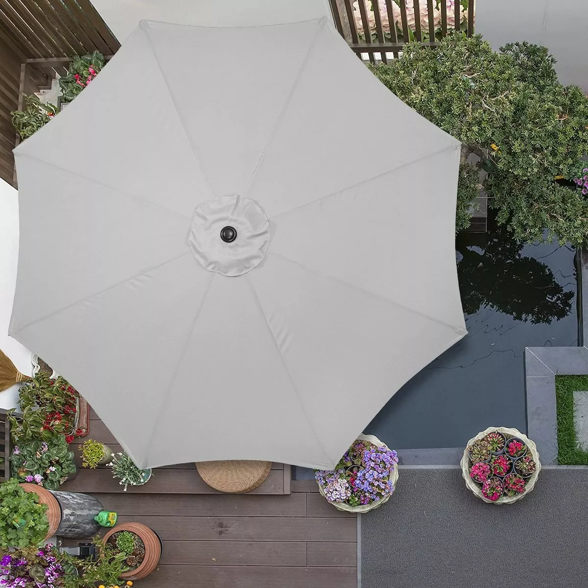 parasol ogrodowy 300 cm skladany na balkon duzy szary