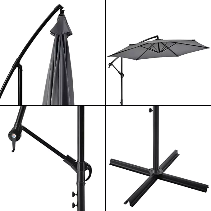 parasol ogrodowy na wysiegniku szary