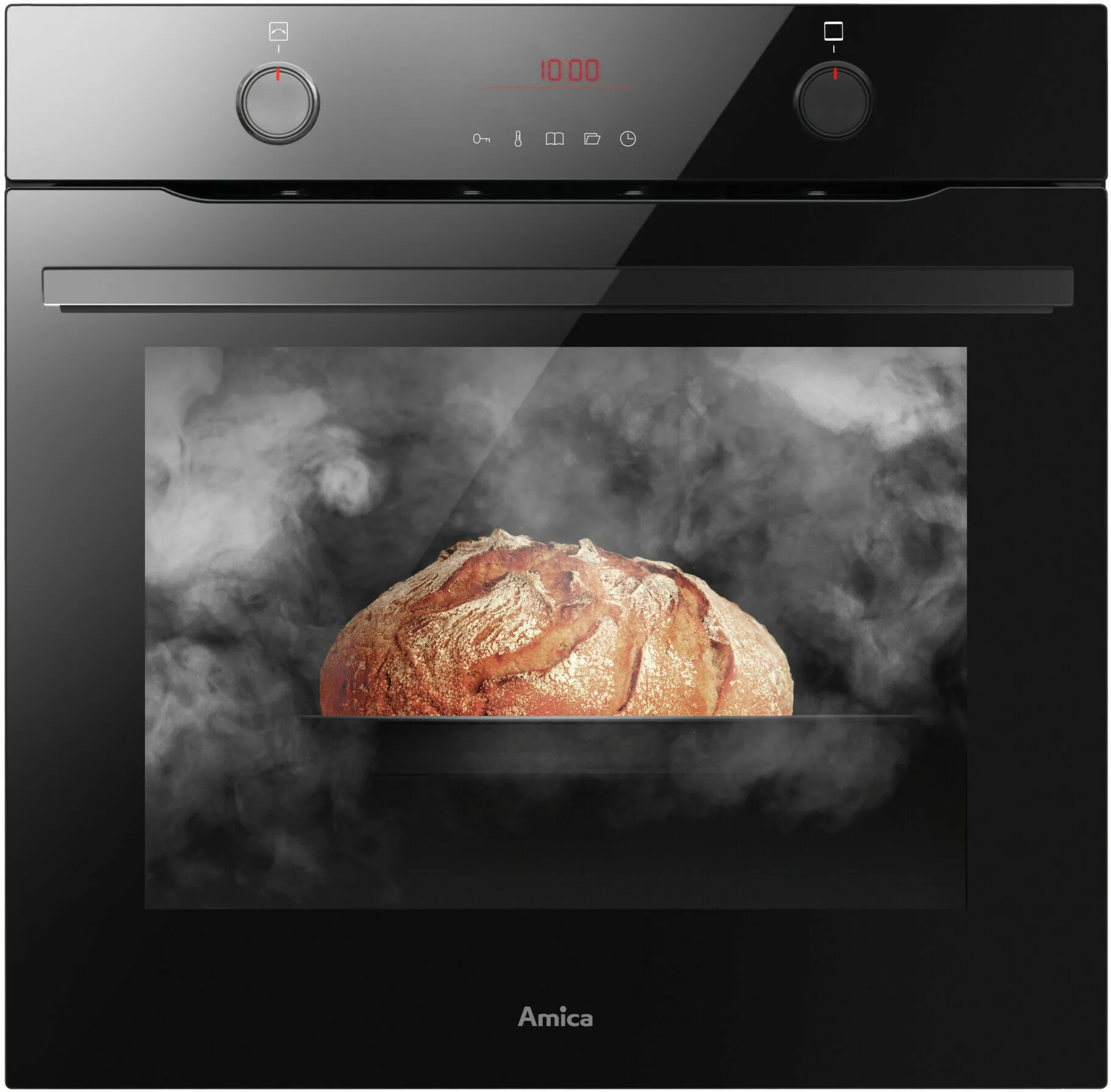 piekarnik amica ed47639ba x type steam czarny przod widok na zamkniety piekarnik prezentacja pieczenia w piekarniku