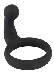 Czarny pierścień erekcyjny ze stymulatorem krocza