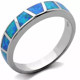 Srebrny pierścionek obrączka z niebieskim opalem