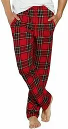 Męskie piżamowe spodnie Narwik czerwone w kratęL