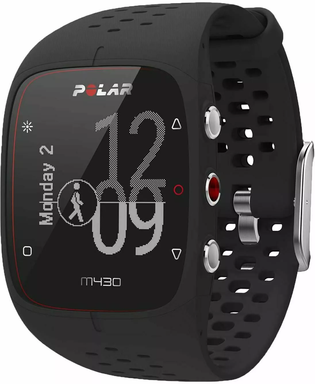 smartwatch polar m430 gps z czarnym paskiem wyswietlacz