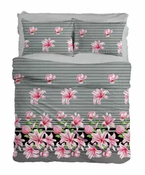 Flanelowa pościel z różowymi kwiatami 160x200