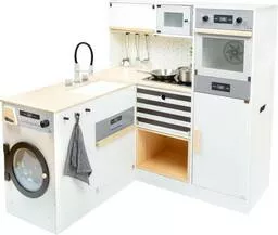 Drewniana kuchnia dla dzieci z pralką