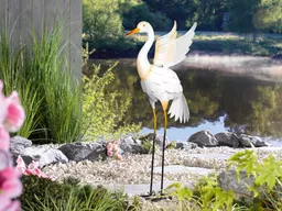 Ptaki ogrodowe ozdoby Livarno czapla prezentacja ustawienia nad wodą