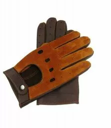 Skórzane rękawiczki samochodowe w kolorze koniakowo-brązowym