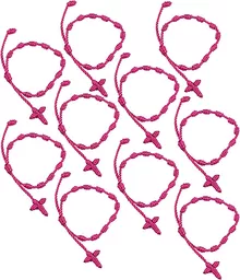 Różowe różańce bransoletki ze sznurka