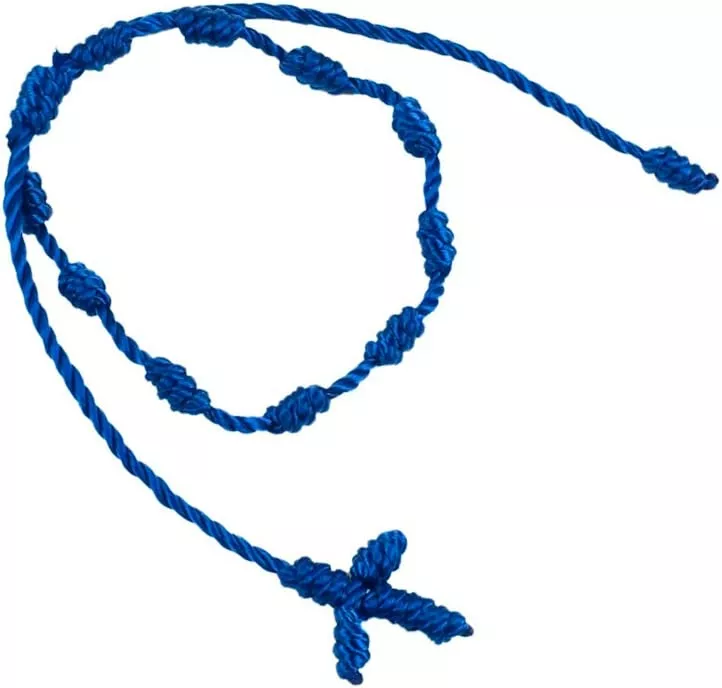 niebieski rozaniec sznurkowy tekstylny