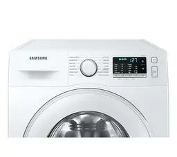 Pralka Samsung WW90TA046TE Ecobubble biała widok na pokrętło i na panel ustawiania programu prania