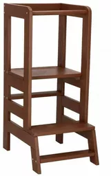 Drewniane, brązowe krzesło ze schodami