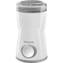 Młynek do kawy Sencor SCG 1050WH biały widok na młynek z przyciskiem włączającym