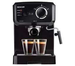 Ekspres do kawy Sencor SES 1710BK czarny przód widok na zaparzanie kawy w dwóch średnich szklankach
