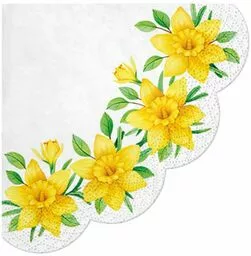 Serwetki wielkanocne okrągłe Żonkile 32 cm 20 szt Serwetki wielkanocne okrągłe Żonkile 32 cm 20 szt