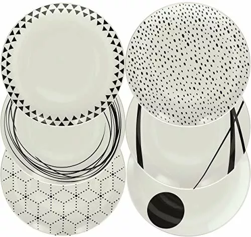 serwis obiadowy tognana porcelana bialo czarna