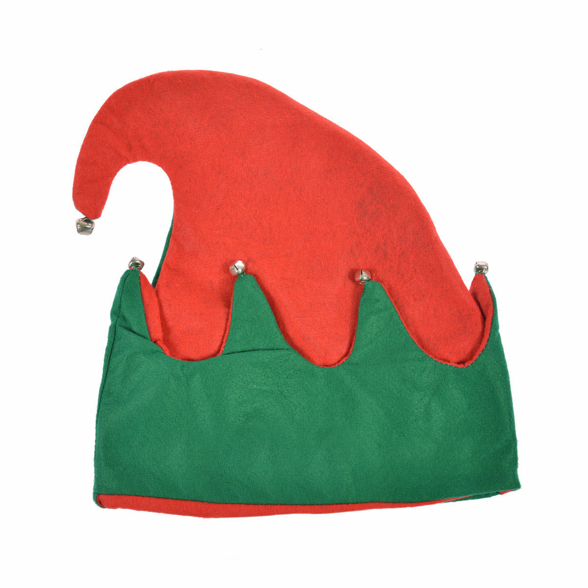 Zielona czapka elfa z dodatkiem czerwieni